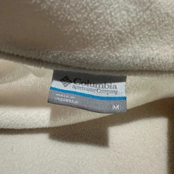 Columbia Fleece Jacket Full Zip Color block Cream Gray Medium EUC - Picture 4 of 7